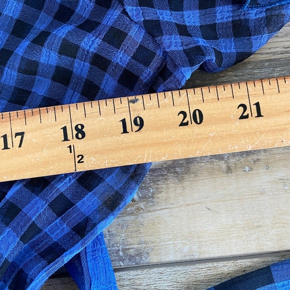 Tularosa Alicia Sheer Gingham Wrap Maxi Dress Size S Blue Ruffle Fairycore - Picture 7 of 12